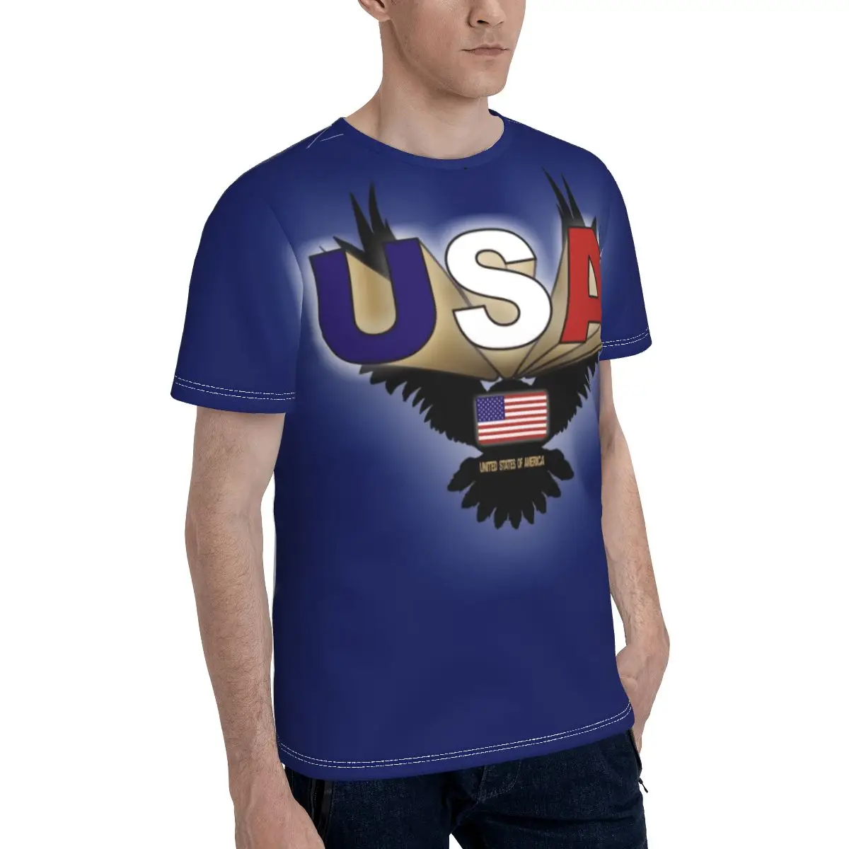 

Promo Baseball Eagle Flag America T-shirt Novelty Men's T Shirt Print Funny Novelty R333 Tees Tops European Size