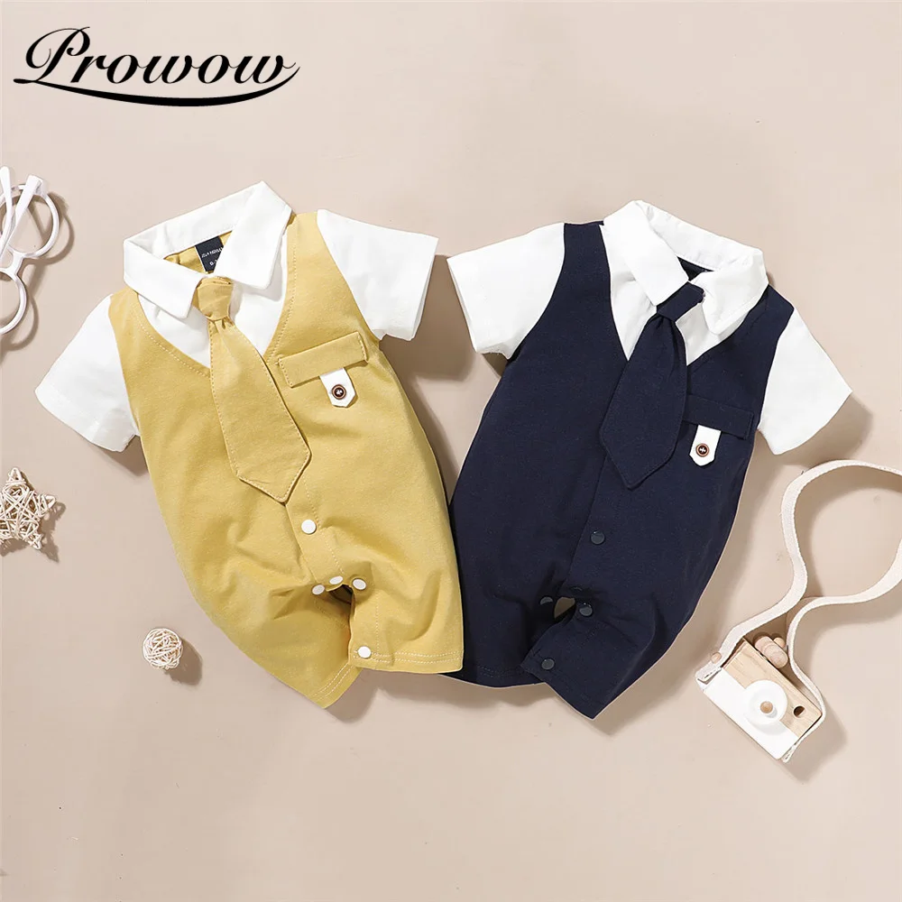 

Prowow Summer Baby Rompers Cotton Newborns Overalls For Male Costume Patchwork Children's Jumpsuits Boy Babies Clothes Handsome