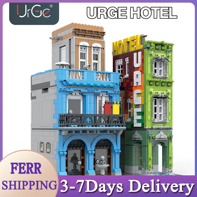 

Urge 10182 MOC City Street View Series Cuba Hotel Homestay Brigade Model Building Blocks 4143pcs Bricks Toys For Kid Gift