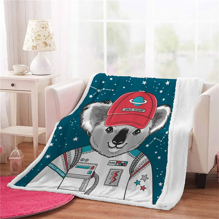 Одеяло из шерпы HELENGILI Koala женское цветочное покрывало бархатное плюшевое мягкое