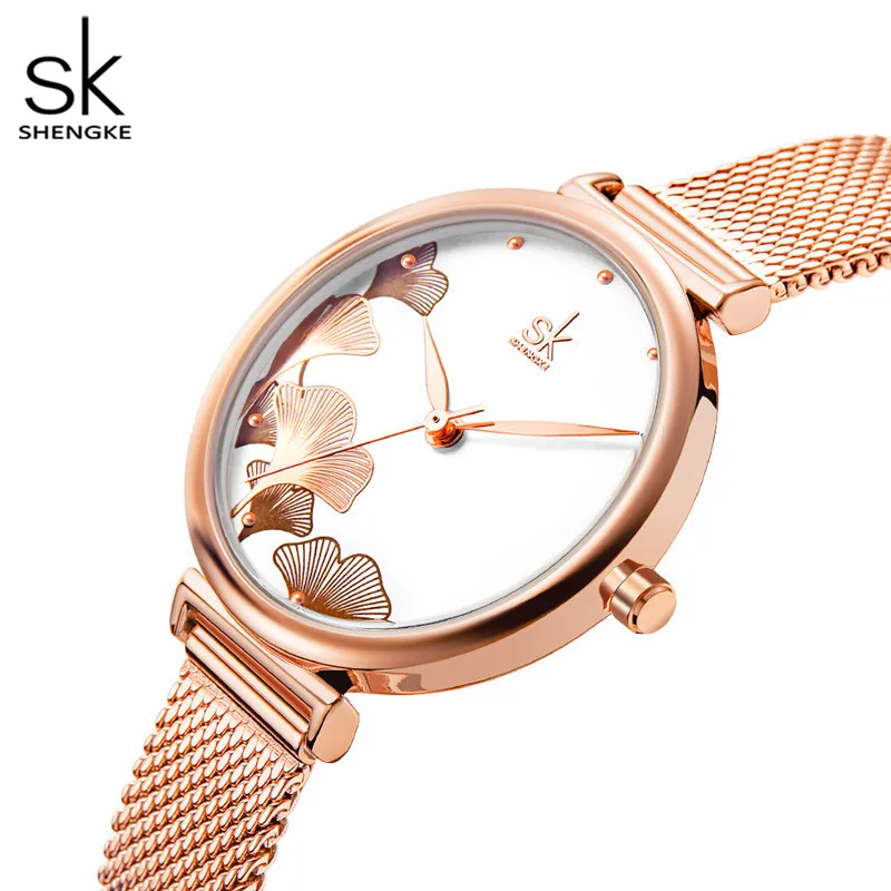 Новый дизайн женские часы Shengke элегантный синий сетчатый ремешок Reloj Mujer японский