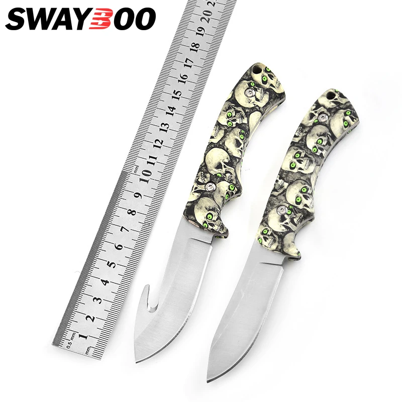 Нож охотничий из нержавеющей стали с фиксированным лезвием и черепом|Ножи| |