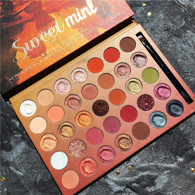 35 цветов мерцающие матовые тени для век Палитра блестящих металлических теней