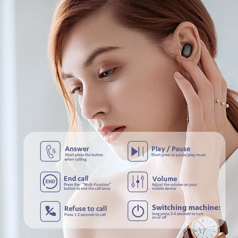 Bluetooth-наушников TWS 5 0 True Беспроводной стерео наушники С микрофоном спортивные