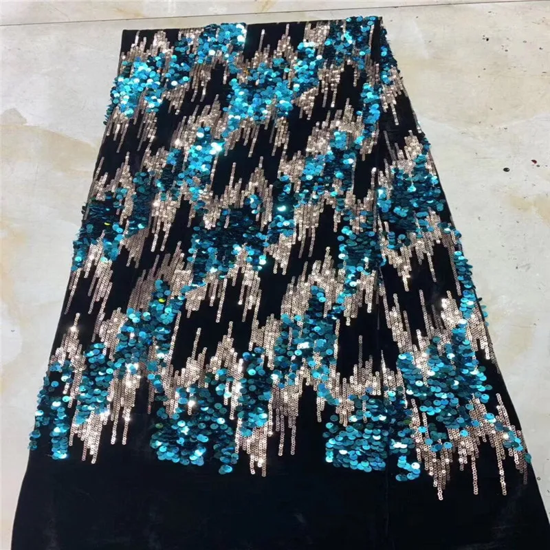 Зеленый 2019 Нигерия новейший дизайн бархатная кружевная Ткань 5 ярдов/шт.