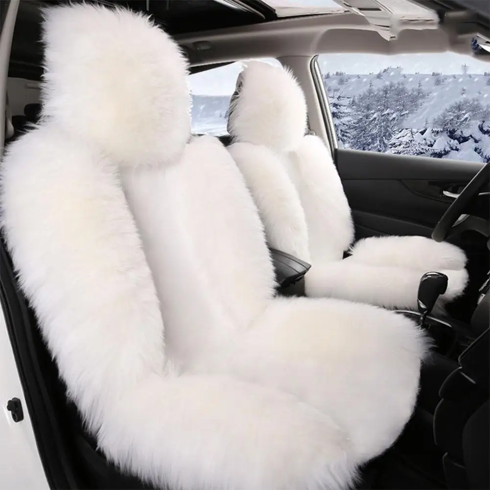 

Luxury Car Seat Cover Artificial Wool Fur Australian Sheepskin Warmer Artificial Plush Cute Plush Cushion Universal Size