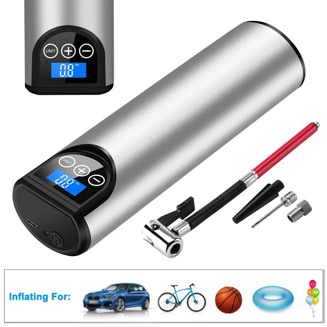 Silver 12V 150PSI USB интерфейс портативный воздушный компрессор насосы для автомобиля с ЖК-дисплей дисплей для автомобиля Велосипеды шины Мячи плавательные круги - Название цвета: Silver