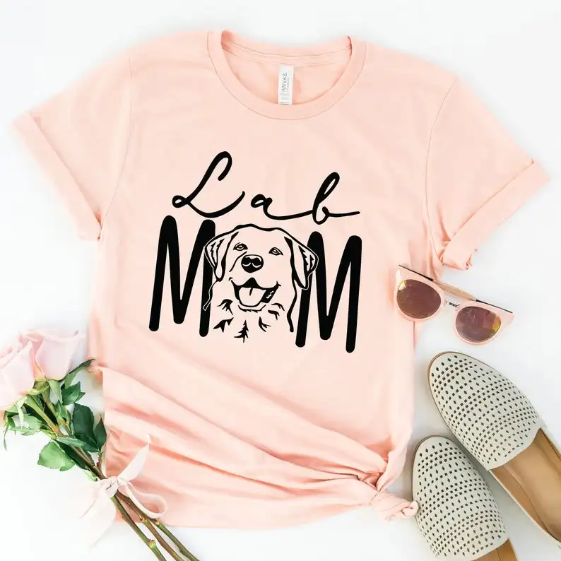 

Lab Mom Labrador Retriever Custom Mama Shirt Personalized Dog Breed Unisex Graphic Top Tees 100% cotton O Neck Short Sleeve