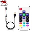 WS2811 WS2812B SK6812 RGB Led Пиксели полосы светильник контроллер 17 клавиш USB DIY 366 режимов дистанционное изменение DC5-24V