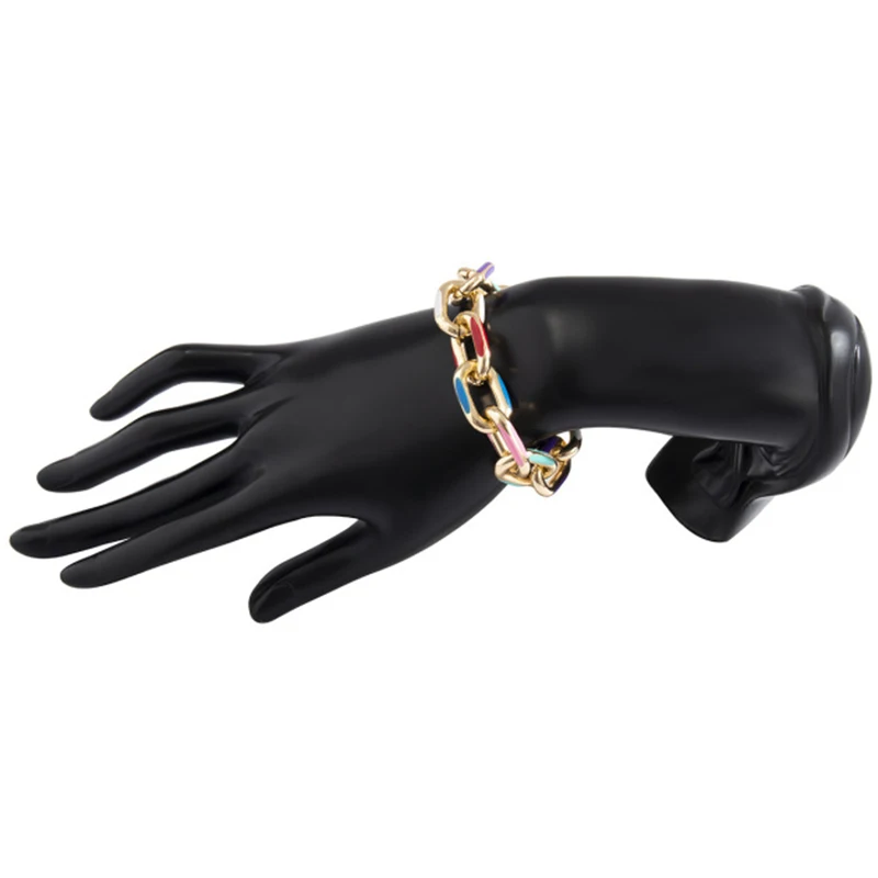 

Early han 2021 new thick chain hollow hand act the role ofing of contracted metal color drop oil lady bracelet