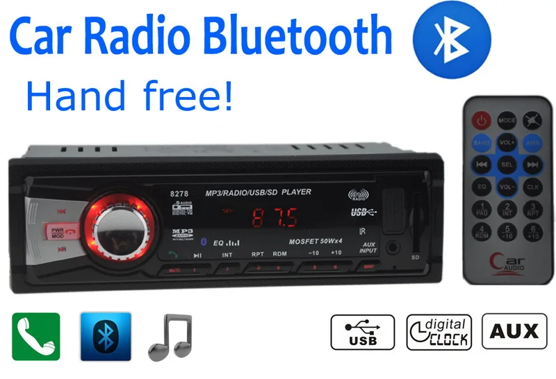 Авторадио 12 в автомобильный аудио Радио стерео Mp3 плеер SD USB привод 1 Din bluetooth LED