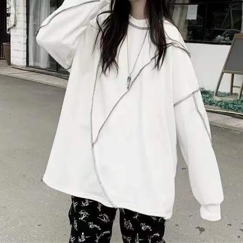 Футболка мужская с длинными рукавами винтажная свободная уличная одежда в стиле