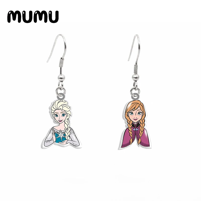 

2020 New Elsa Snowflake Dangle Earring Princess Anna Acrylic Earrings Handmade Jewelry Epoxy Resin Fish Hook Earring