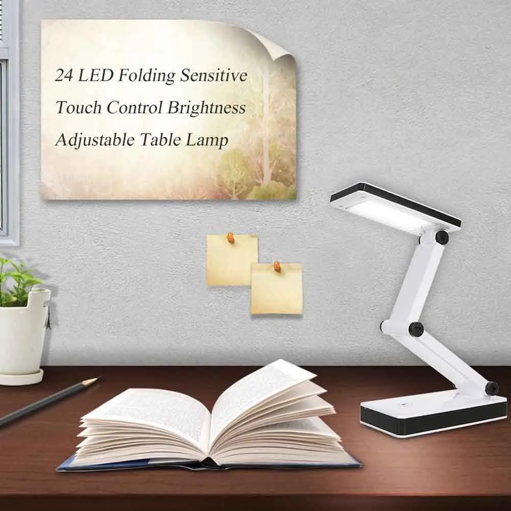 

Reading Table Lamp Eye Protection Living Room Desk Light 24 LED 3 Modes USB Rechargeable Student Home Office Portable Folding