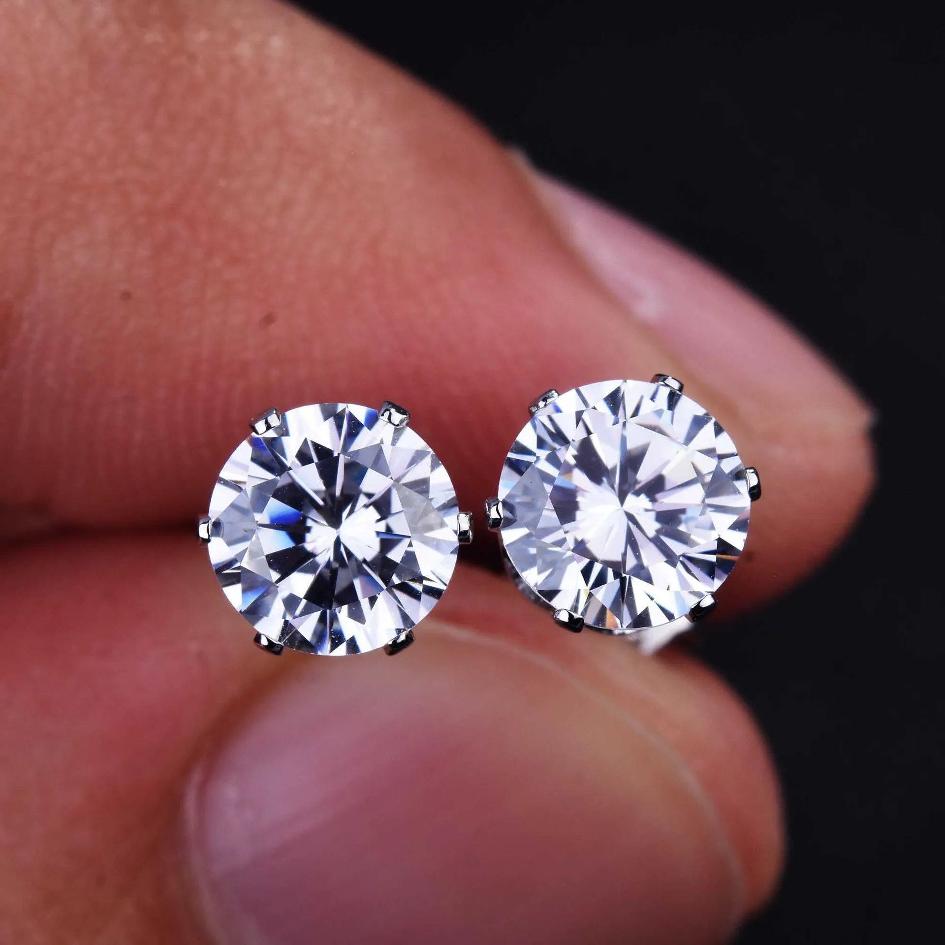 

Round Cut Crystal Studs Earrings Screw Stainless Steel Female Cute Heart Earrings Mini Small Earring Pierced Ear Oorbellen