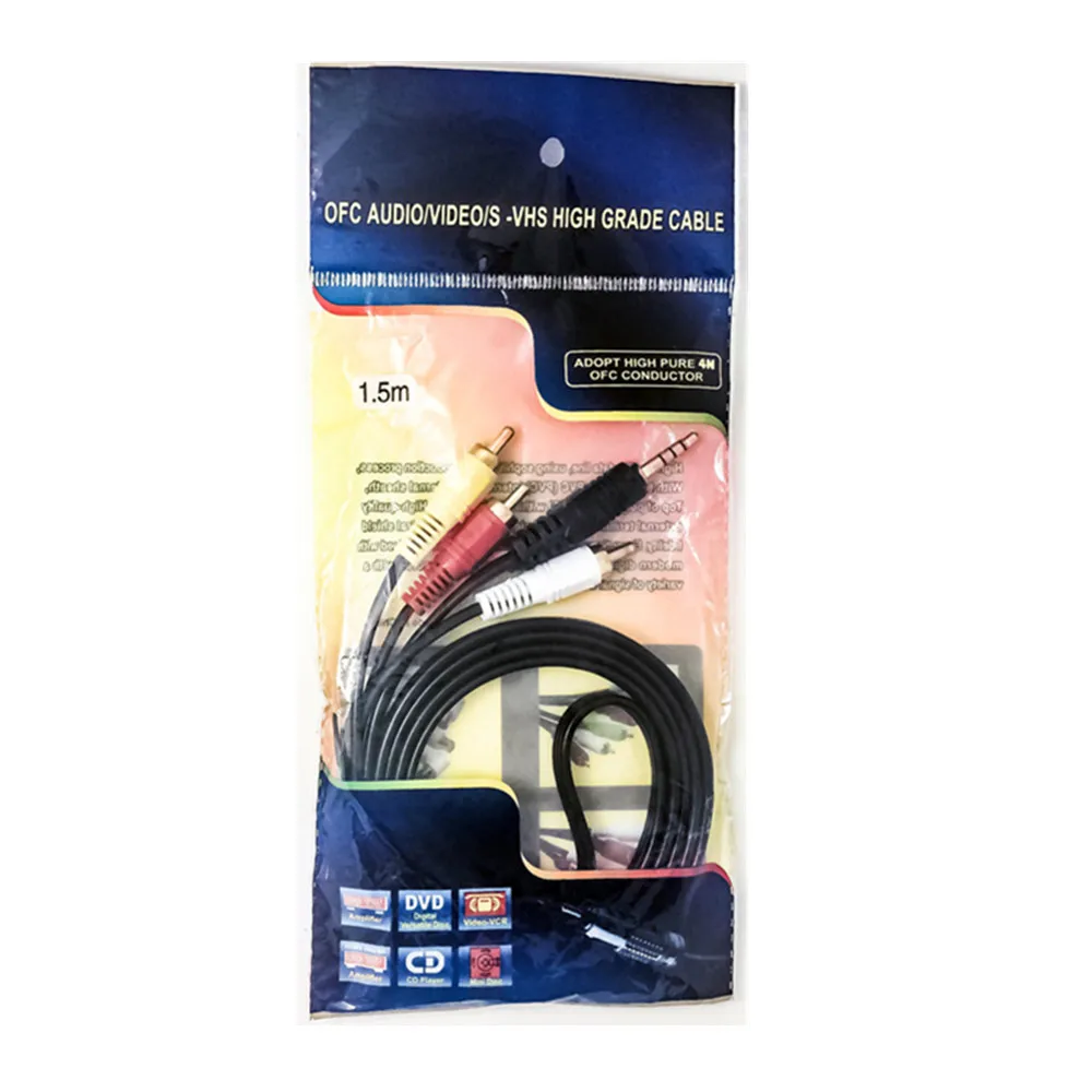 Аудиокабель Stereo3.5 до 2RCA аудио кабель адаптер 1 5 м/5 футов разъем сплиттер для DVD TV PC