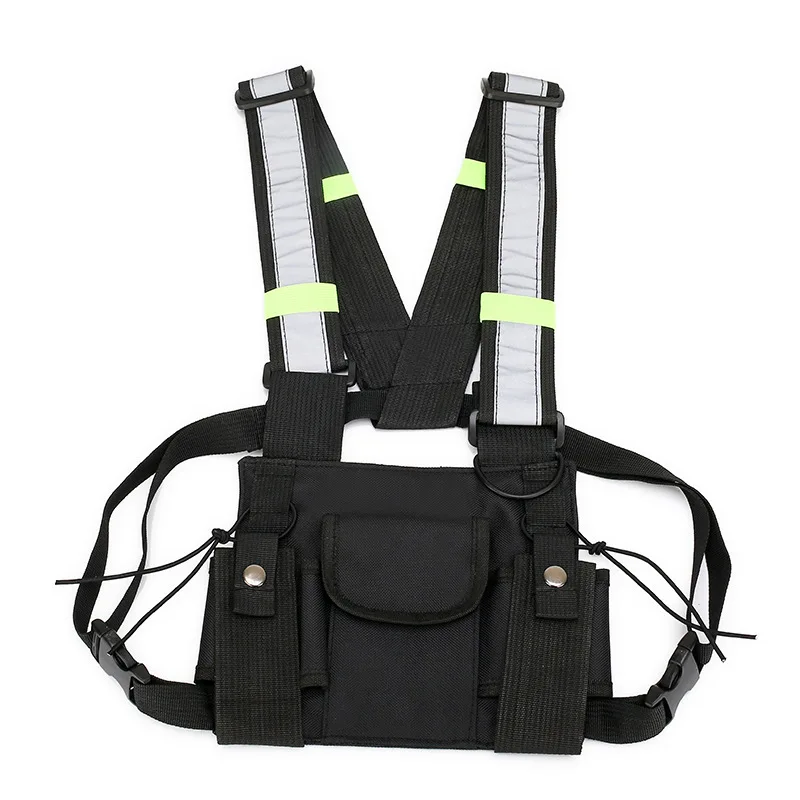 

Chest Sports Running Bag Men Tactical Package Nylon Reflective Strip At Night Travel Phone Pouch Hip Hop Men Vest Backpack