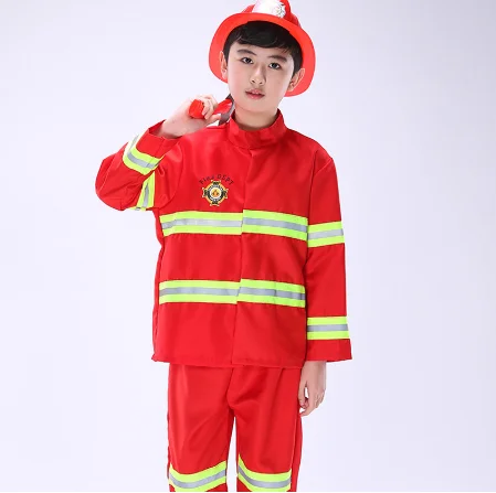Kids Firefighter Costumes Baby Boys Clothing Set Halloween Party Cosplay Roleplay Fireman for Teenager with Belt | Тематическая