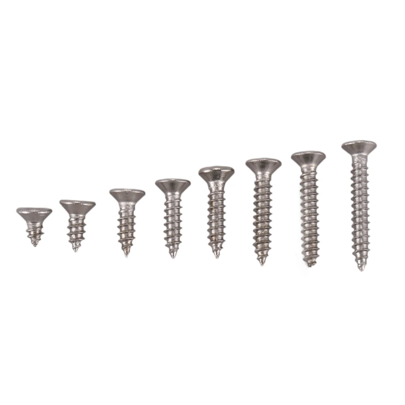 

NEW-200Pcs M3 Stainless Steel Flat Head Screws Kits High Strength Self-Tapping Screws Assortment Set For Wood Furniture