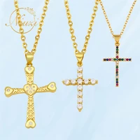 2021 fashion rainbow cross choker necklaces for women men retro punk crosses love heart necklaces pendants bohemian neck jewelry