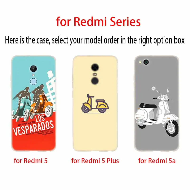 Силиконовый прозрачный мягкий чехол Vespa для скутера из ТПУ Xiaomi Redmi 9 8 7 6 5 4 A 9at 9Prime 4x