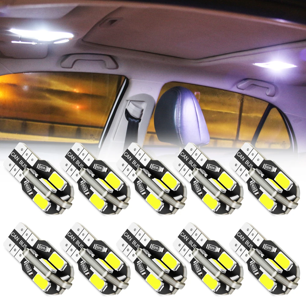 10x светодиодная лампочка для салона автомобиля Canbus Error Free T10 W5W 12V peugeot 206 207 307 308 407 508