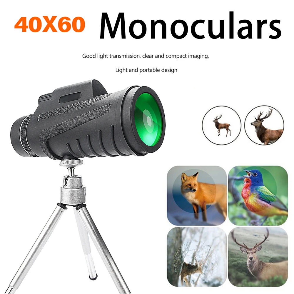 

40X60 Powerful Monocular Telescope Lens Professional Scope Optics Long Rang Prismatic Binoculars For Hunting Camping