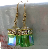 2020 wholesale classic geometric women dangle earrings green square crystal earrings retro drop earrings jewelry earrings