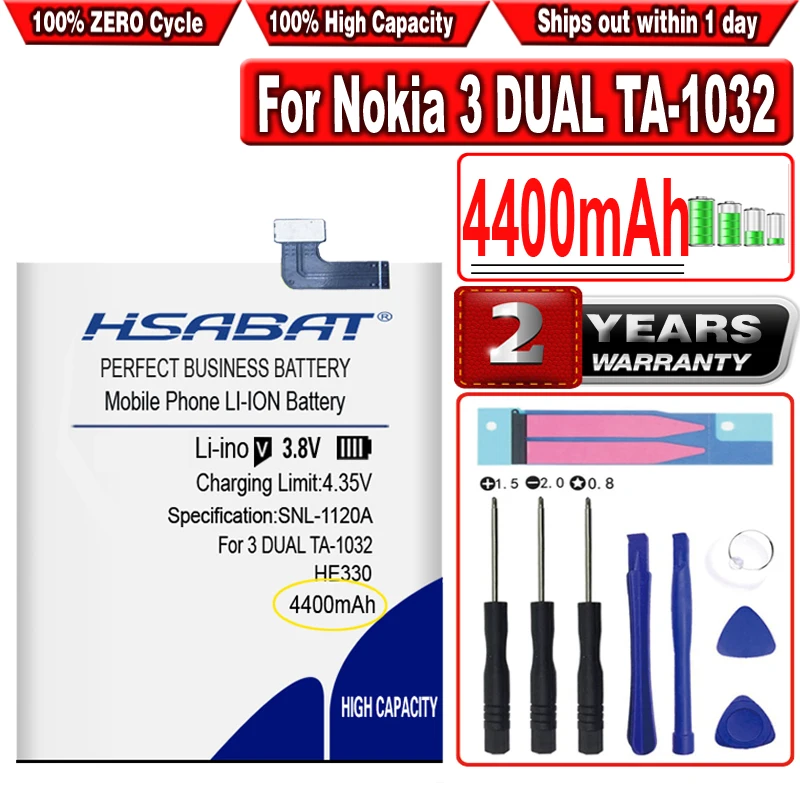 Аккумулятор HSABAT HE330 4400 мА · ч для Nokia 3 DUAL TA-1032 HE 330 | Мобильные телефоны и аксессуары