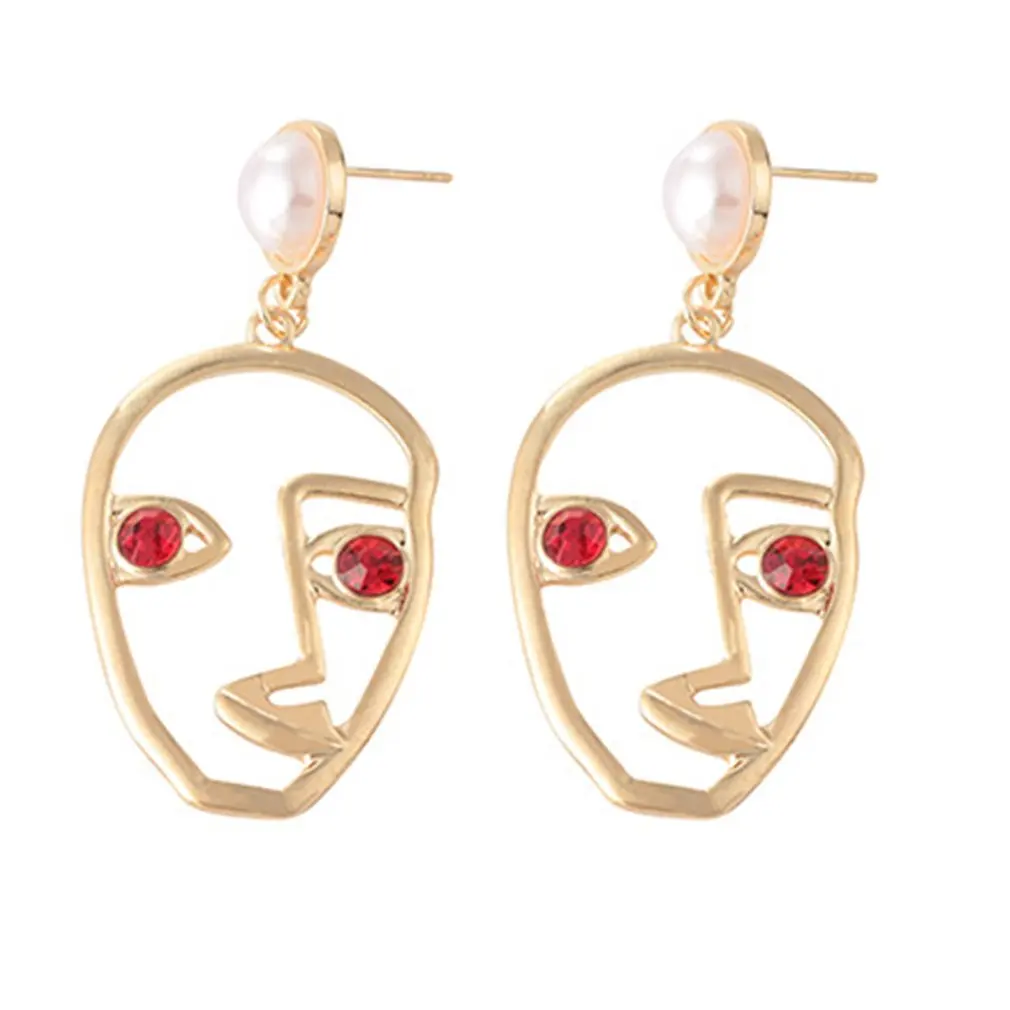 Популярные преувеличенные серьги забавные для лица абстрактный контур дизайн