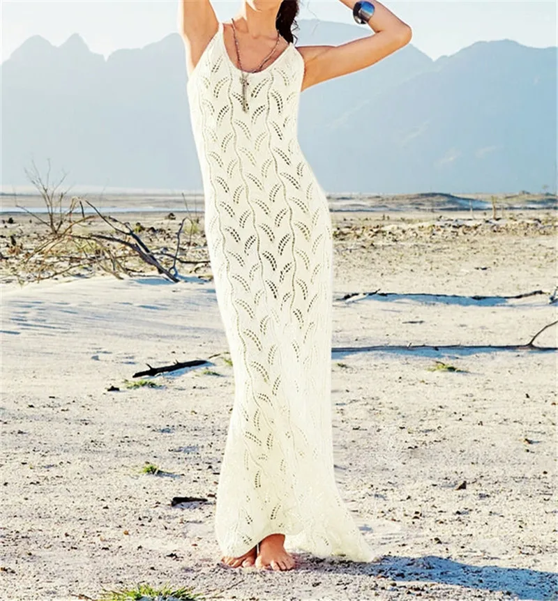 Пляжная туника для женщин вязаное крючком бикини накидка Пляжное платье