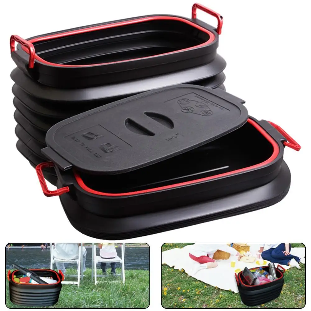 

Outdoor Camping Fishing Picnic Multifunction Folding Car Auto Trunk Storage Box Can Organizer Telescopic Storage Bucket With Lid