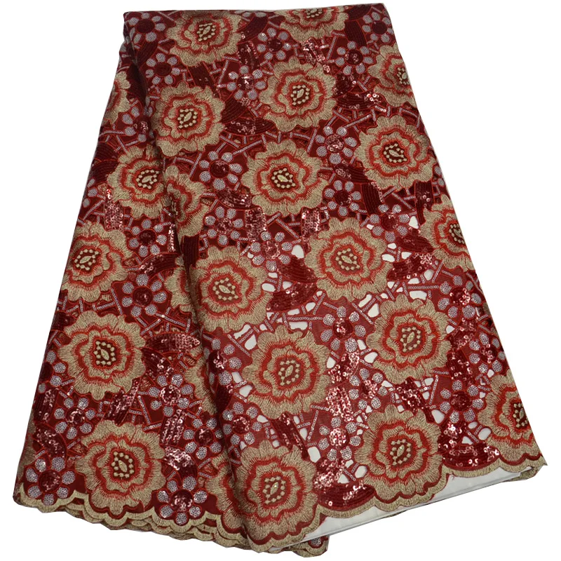 Бесплатная доставка (5 ярдов/шт) Высококачественная африканская кружевная ткань