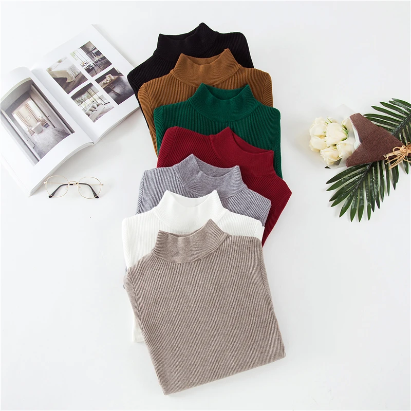 Женская водолазка с длинным рукавом Повседневный пуловер серого и белого цвета