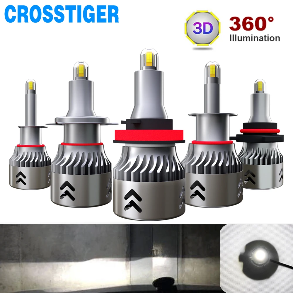 

2x CSP LED Light H7 3D 360 Headlight Bulbs H11 H1 H9 H8 9005 9006 HB3 HB4 Lampada Luces 8-Sides Automotive Turbo Fog Lamp 6000K