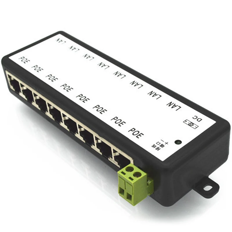 8 портов пассивный адаптер PoE 8Ch источник питания Ethernet Poe шпилька форсунки 4 5(+)/7 8(-)