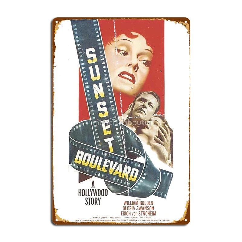 

Sunset Boulevard - Film Noir Art Metal Signs Club Party pub Garage Printing Painting Décor Tin sign Posters