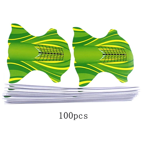 Finger Angel 50/100/500 шт. форма ногтей советы зеленый Бумага дизайн ногтей руководство для маникюра(гель-удлинитель французский инструмент для маникюра Сделай Сам W011 - Цвет: 100PCS