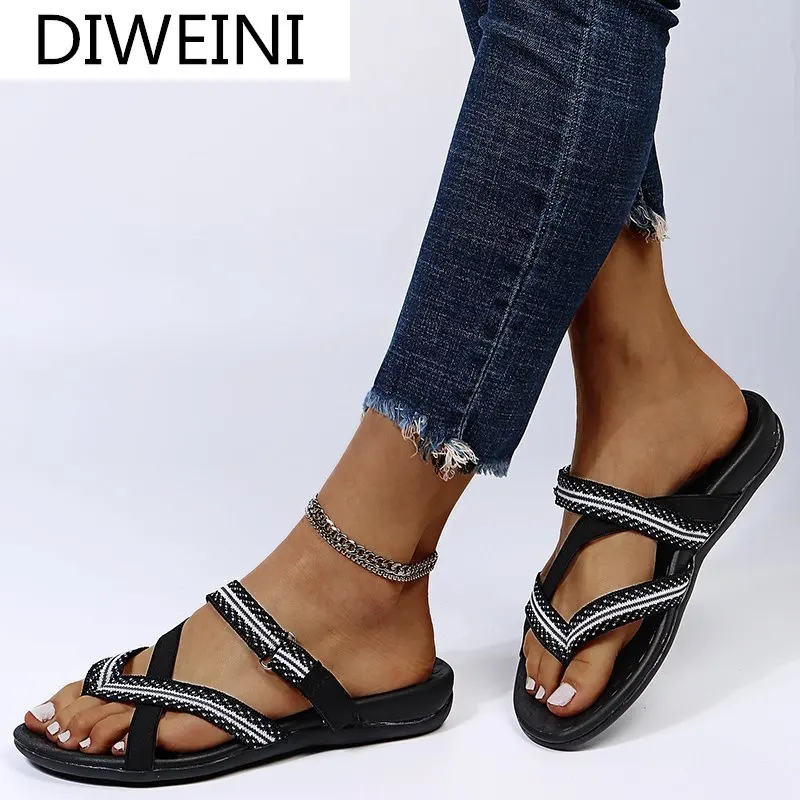 

2021 Women's Shoes Fashion New Style Flat Shoes Summer Comfortable Flip-flop Beach Shoes Women's Casual Plus Size Slippers 35-45