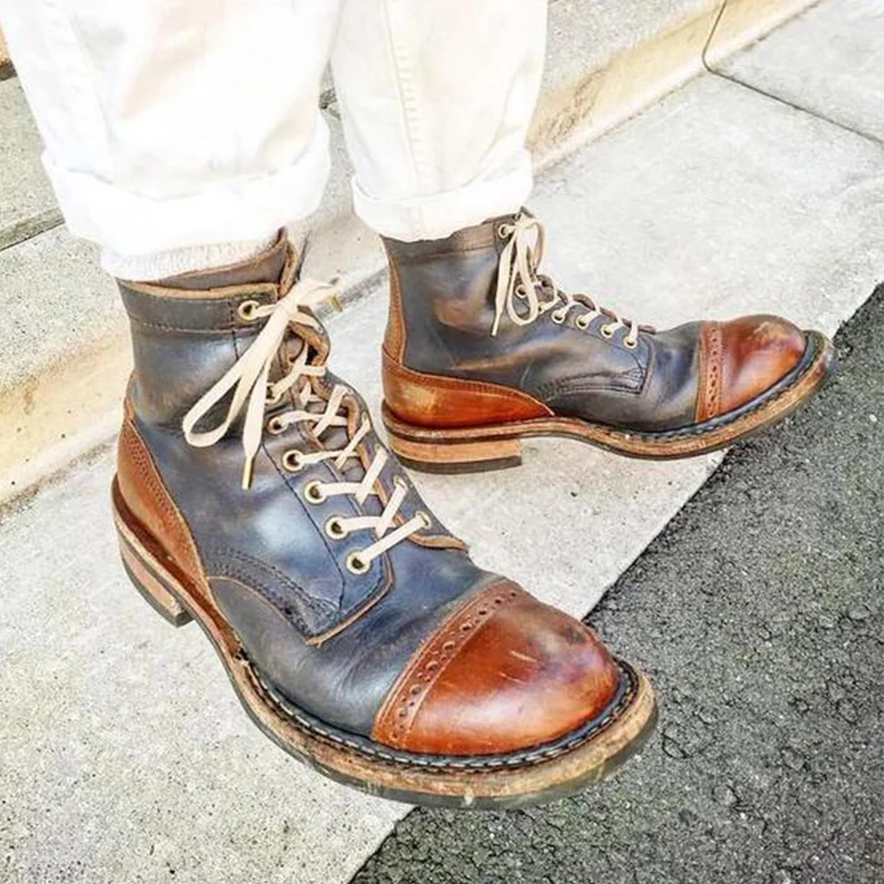 

Мужские короткие ботинки на шнуровке, модные повседневные Универсальные мужские ботинки на шнуровке, большие модные трендовые осенние бот...