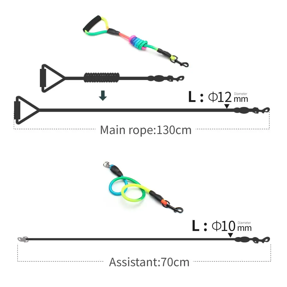 Нейлоновый Поводок для собак Радужный съемный поводок из пены 1 ручка 2 3 или 4