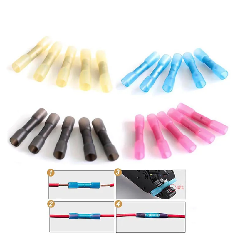 

20pcs Waterproof Butt Connectors Heat Shrink Tube Soldering Sleeve Terminals Insulated Electrical Wire Cable Soldered U27