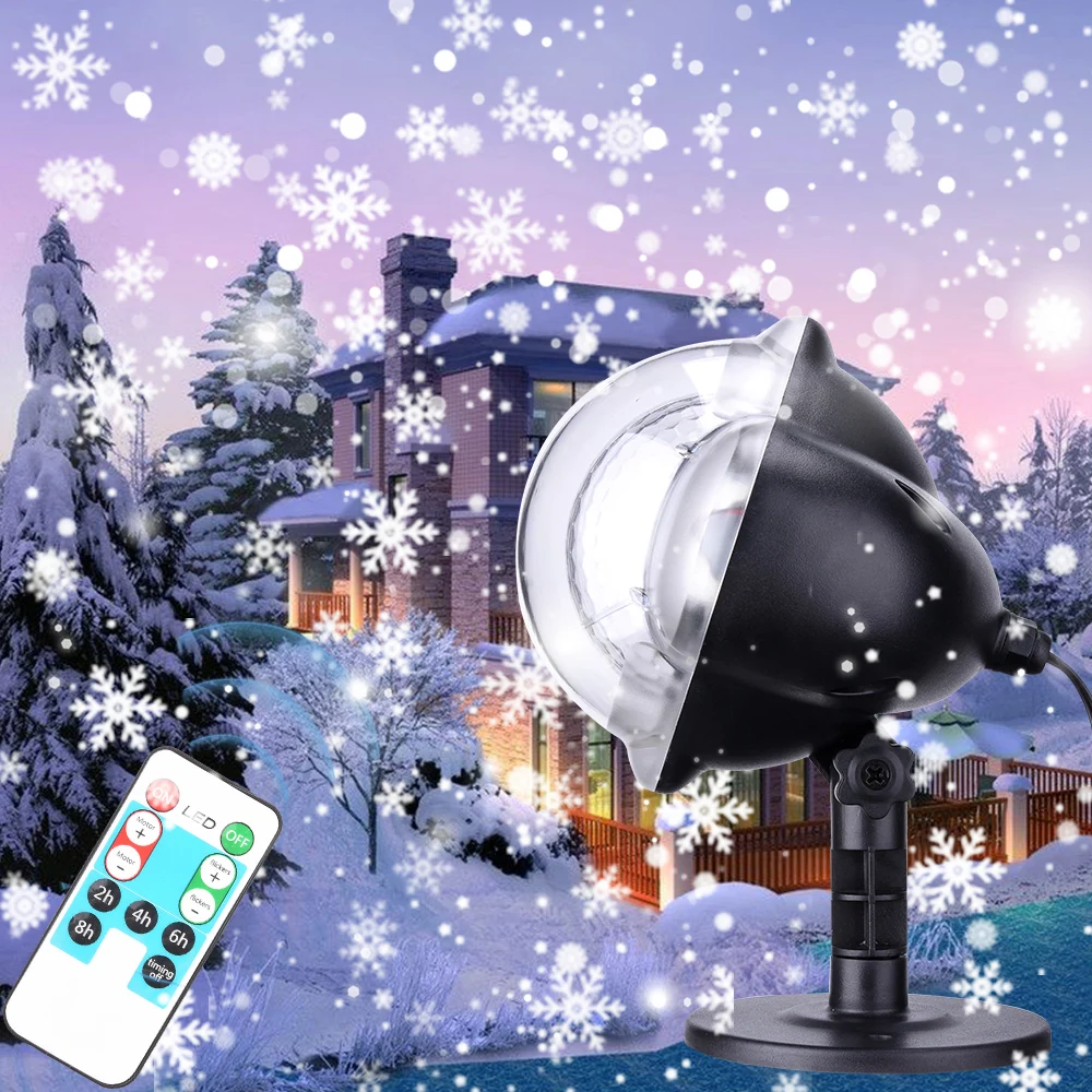 Рождественский светильник проектор светодиодный динамический двигающийся снег