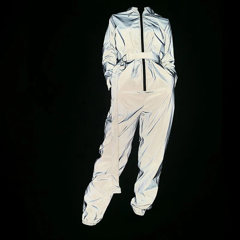 Светоотражающий комбинезон женские Комбинезоны на молнии сексуальный боди с