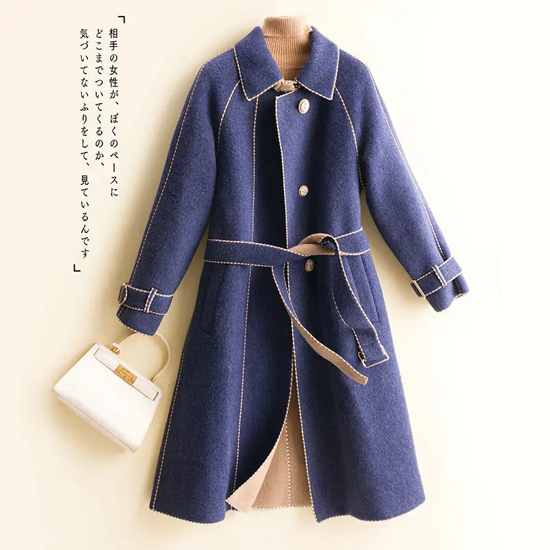 Autumn and winter new women's high-end double-sided wool coat outdoor fashion wool coat all-match overalls