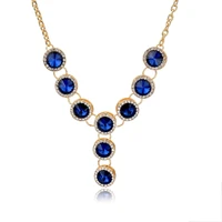 attractto luxury famous brand gold chain collar necklace blue rhinestone necklaces for women wedding jewelry pendants sne150828