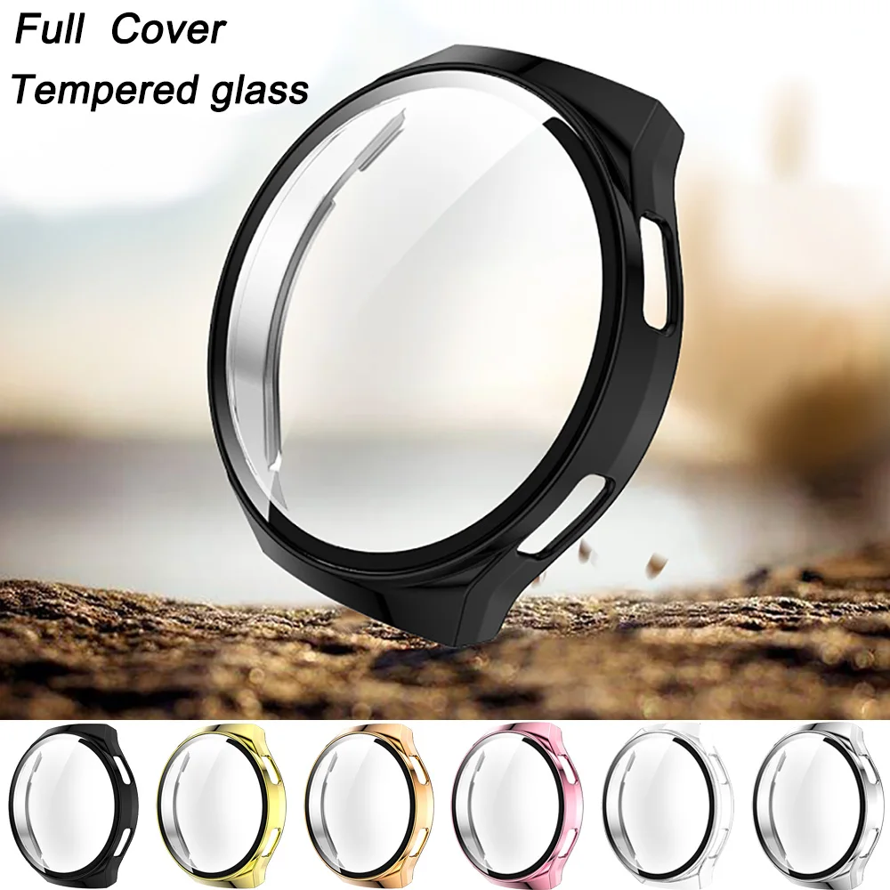 

PC Case For HUAWEI WATCH GT 2e Full Screen Protection Cover Tempered glass For HUAWEI GT2E Plating Shell Electroplating Frame
