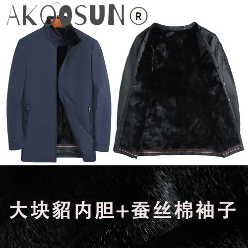 

AKOOSUN Parka Winter Jacket Men Clothing Real Mink Fur Coat Male Genuine Mink Shearling Fur Jackets 2020 New Ropa Hombre LXR814