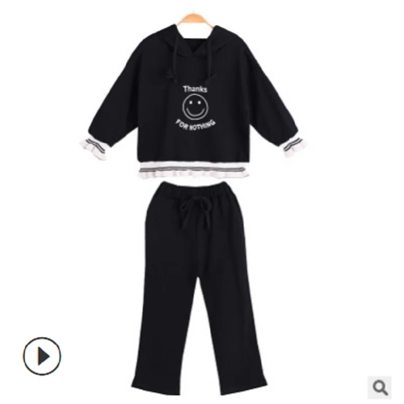 

Girls Hoody Clothing Set 2019 New Spring/Autumn Kids Clothes Sets Children's 2 Print Smile Color Suits 2 Piece Size110-160 ly181