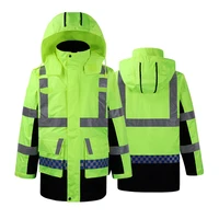 reflective coat traffic safety security clothing uniform with reflective strips hi vis winter jacket waterproof workwear men